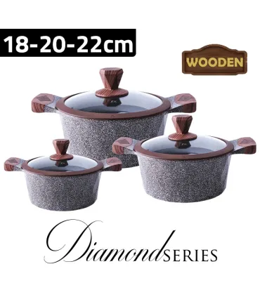 سرویس قابلمه گرانیتی 6 پارچه زیو مدل Z-8170-22 طرح دایموند