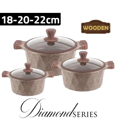 سرویس قابلمه گرانیتی 6 پارچه زیو مدل Z-8170-22 طرح دایموند