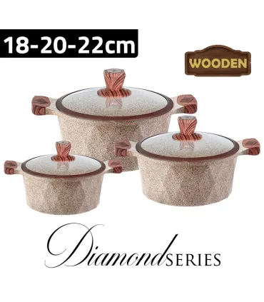 سرویس قابلمه گرانیتی 6 پارچه زیو مدل Z-8170-22 طرح دایموند