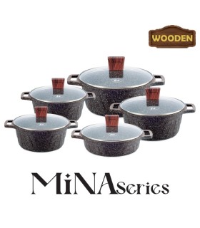 سرویس قابلمه گرانیتی 10 پارچه زیو طرح مینا مدل ZCS 7135-S32