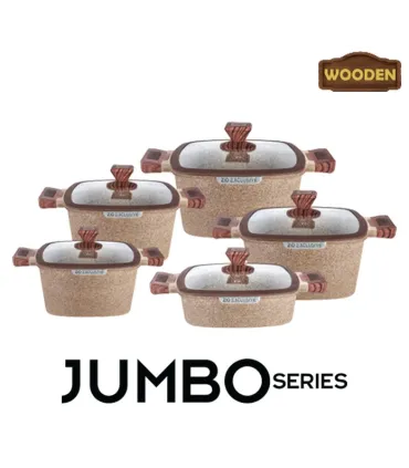 سرویس قابلمه گرانیتی 10 پارچه زیو طرح جامبو مدل ZCS 7170-S32