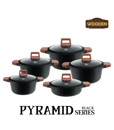 سرویس قابلمه گرانیتی 10 پارچه زیو مدل ZCS-8530 طرح پیرامید