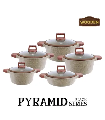 سرویس قابلمه گرانیتی 10 پارچه زیو مدل ZCS-8540 طرح پیرامید